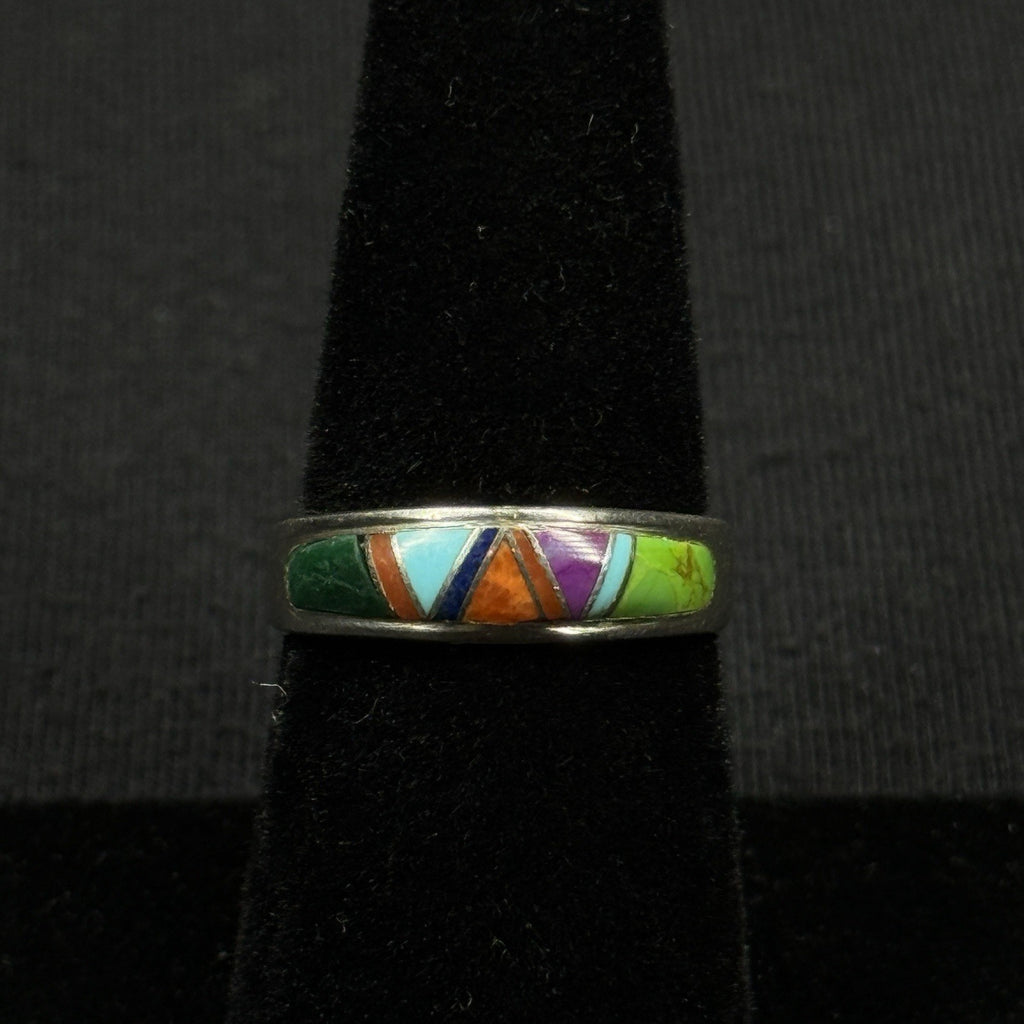 Native American Sterling Silver Stone Inlay Ring Signed NG Size 6 925
