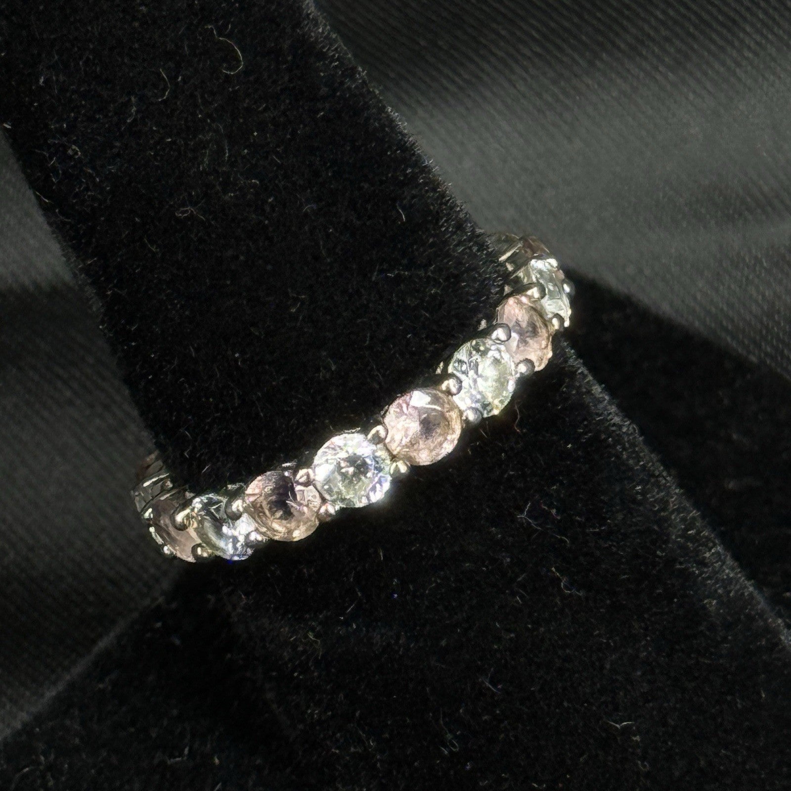 Estate Sterling Silver Ring Pink Stone CZ 925 Size 7 Eternity Infinity Band