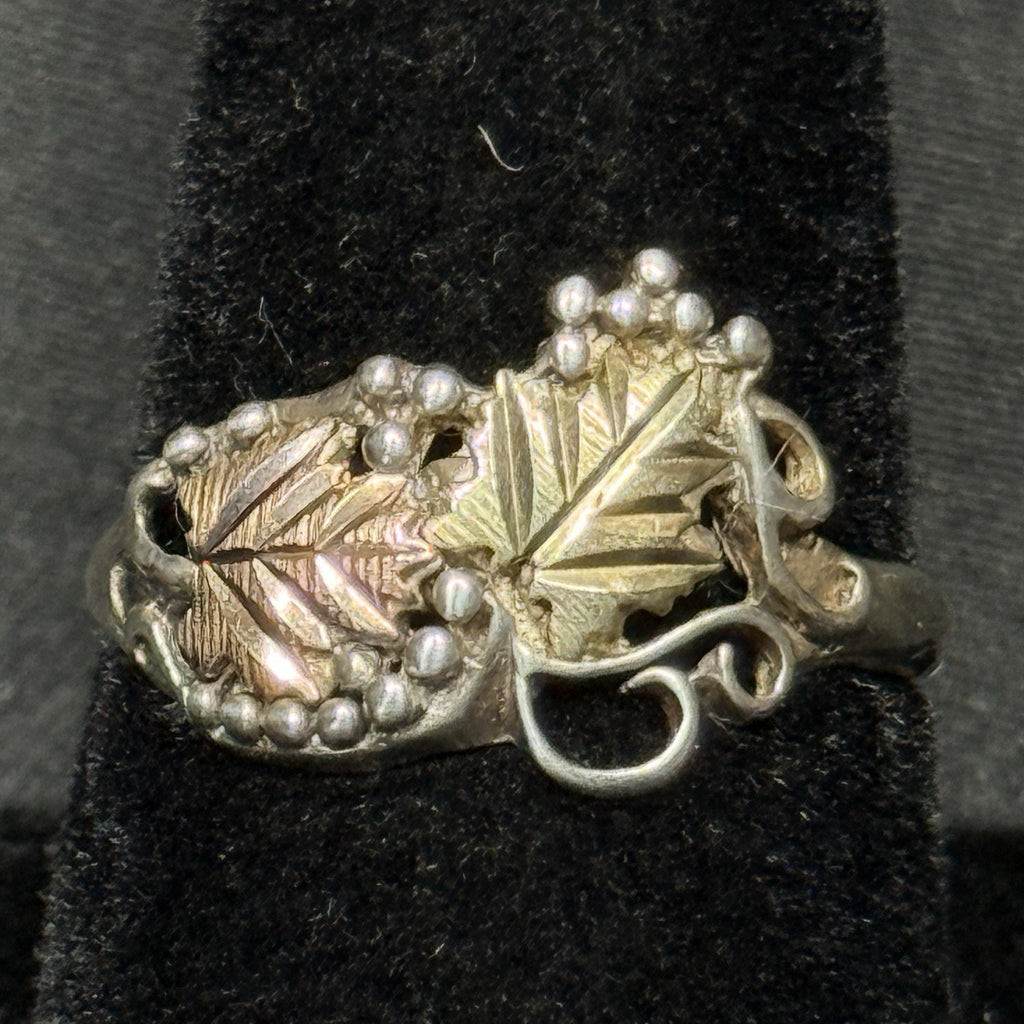 Sterling Silver & 12K Gold Leafs Black Hills Ring Size 8 C.CO