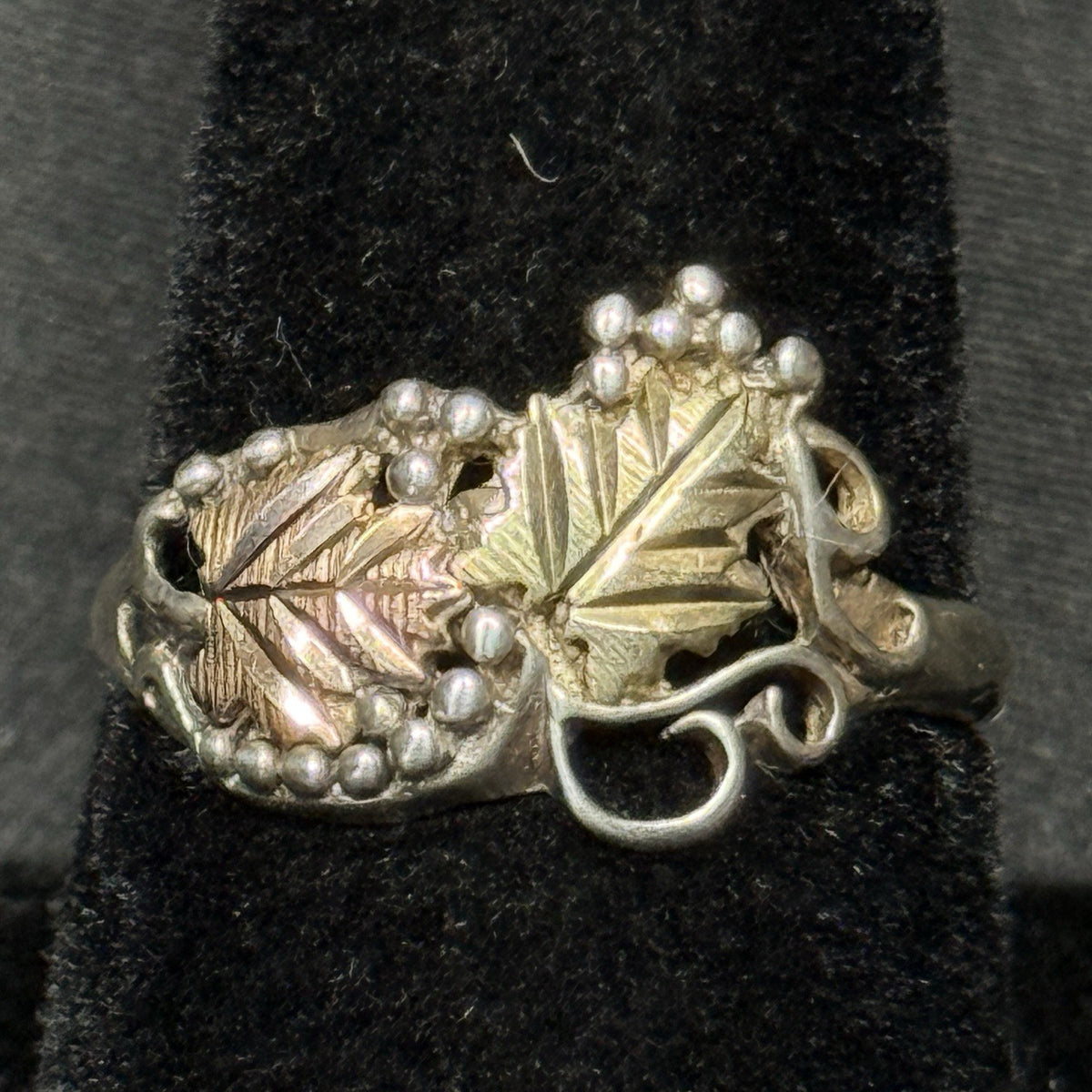 Sterling Silver & 12K Gold Leafs Black Hills Ring Size 8 C.CO
