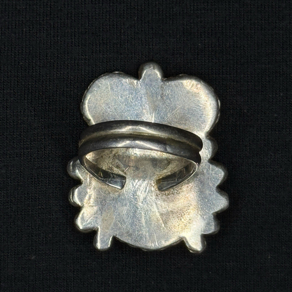 Native Turquoise Coral Large Unique Sterling Silver Ring Size 8 925