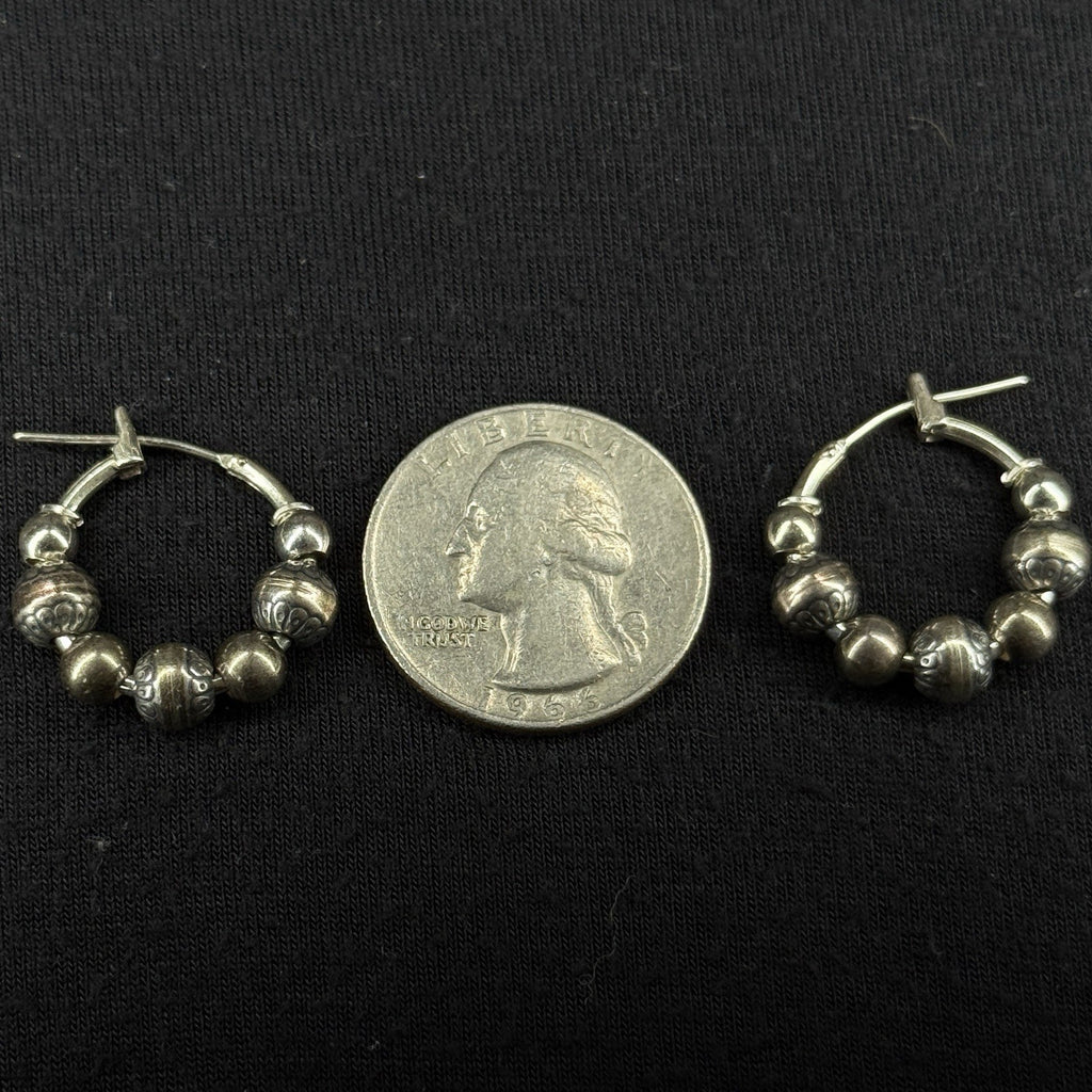 South Western Bead Estate Sterling Silver Earrings Hoop 925