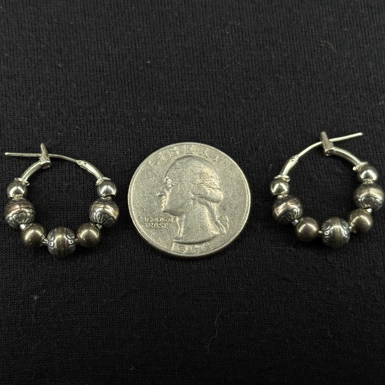 South Western Bead Estate Sterling Silver Earrings Hoop 925