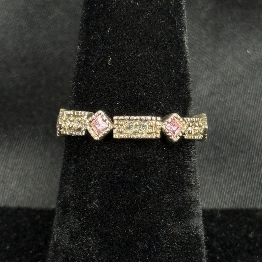 Vintage Avon Sterling Silver Ring Pink Stone CZ 925 Size 5.5 Infinity Band