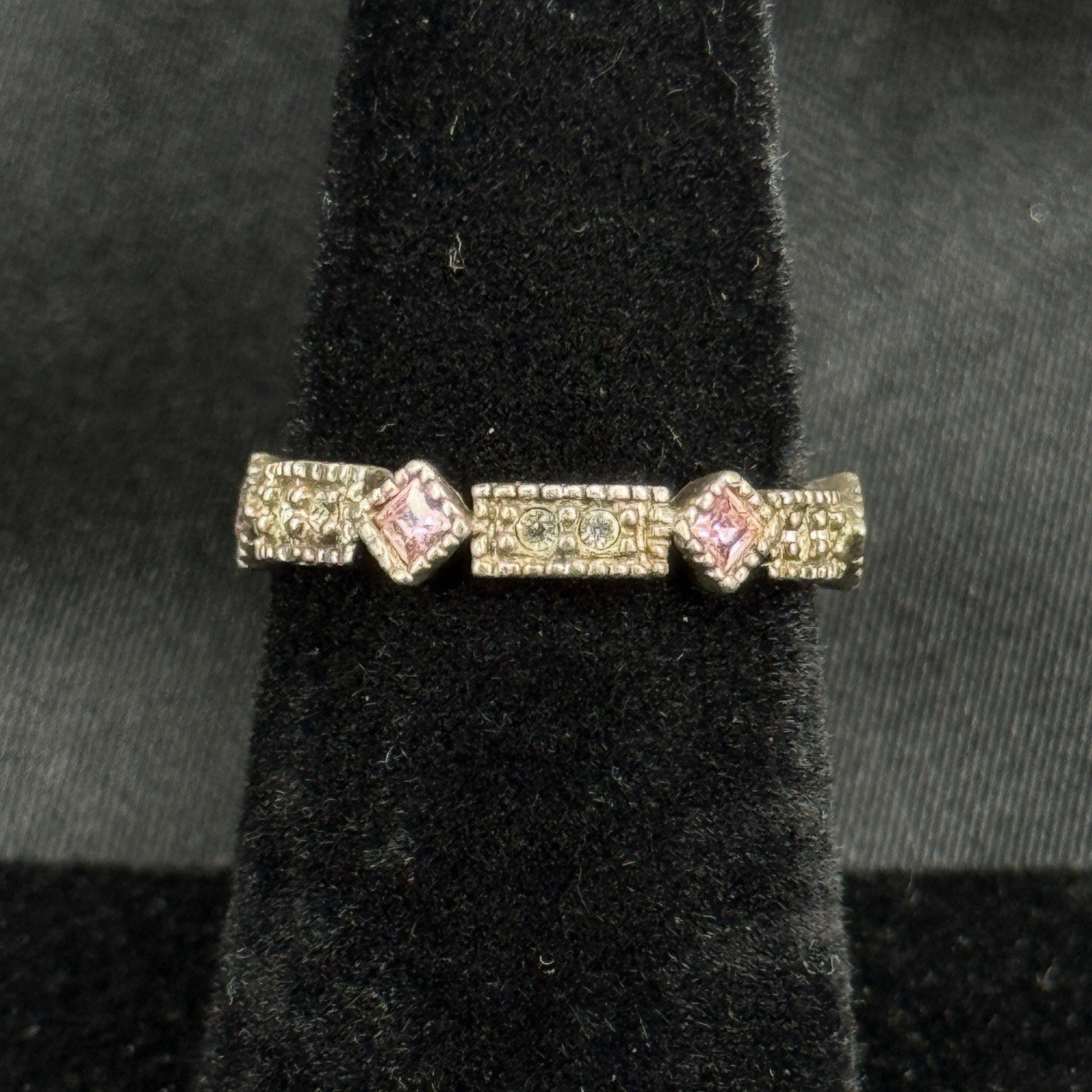 Vintage Avon Sterling Silver Ring Pink Stone CZ 925 Size 5.5 Infinity Band