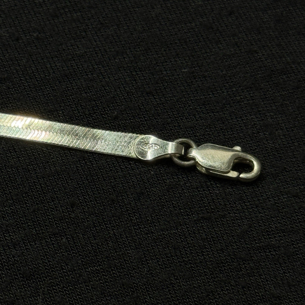 Estate Sterling Silver Flat Herringbone Chain Necklace 6.4g 18IN