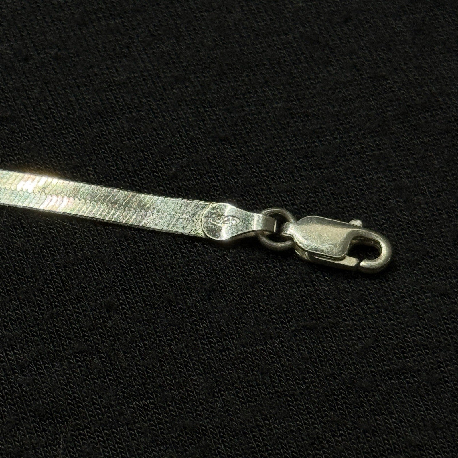 Estate Sterling Silver Flat Herringbone Chain Necklace 6.4g 18IN