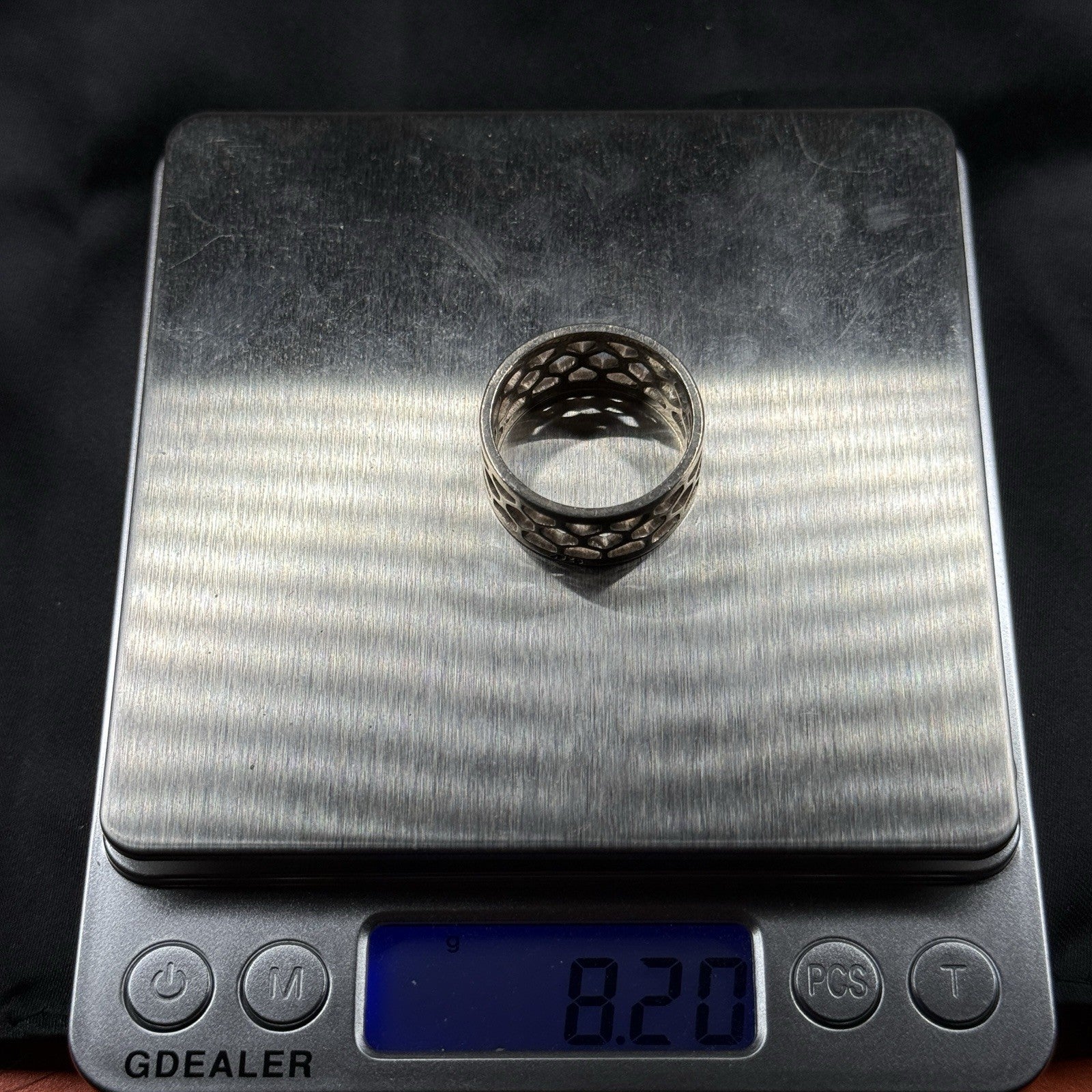 Estate Sterling Silver Ring Thick Honeycomb Band Size 12.5 8.2g 925