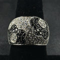Estate Sterling Silver Ring Flower Cluster CZ White Black Size 7 925