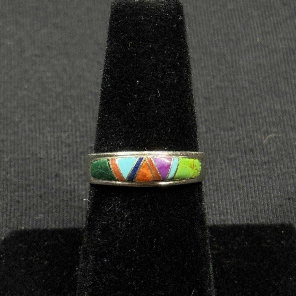 Native American Sterling Silver Stone Inlay Ring Signed NG Size 6 925