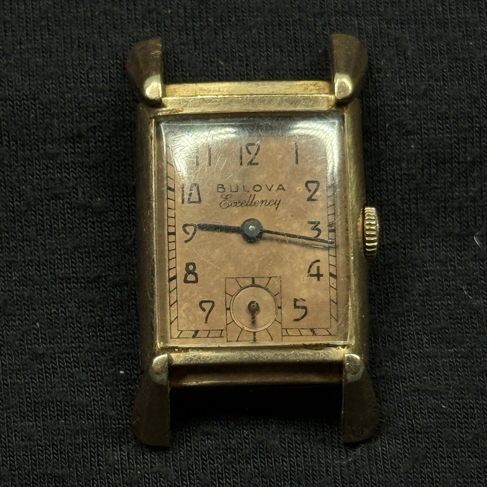 Vintage Rose GF Bulova 14k Gold Filled Tank Watch For Parts Repair 7AK 21J