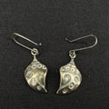 Estate Sterling Silver Earrings Seashell Drop 925 Signed