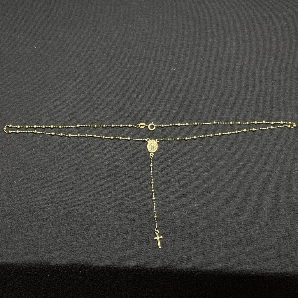 Estate Sterling Silver Rosary Cross Necklace Gold Vermeil 925 Danecraft 18IN