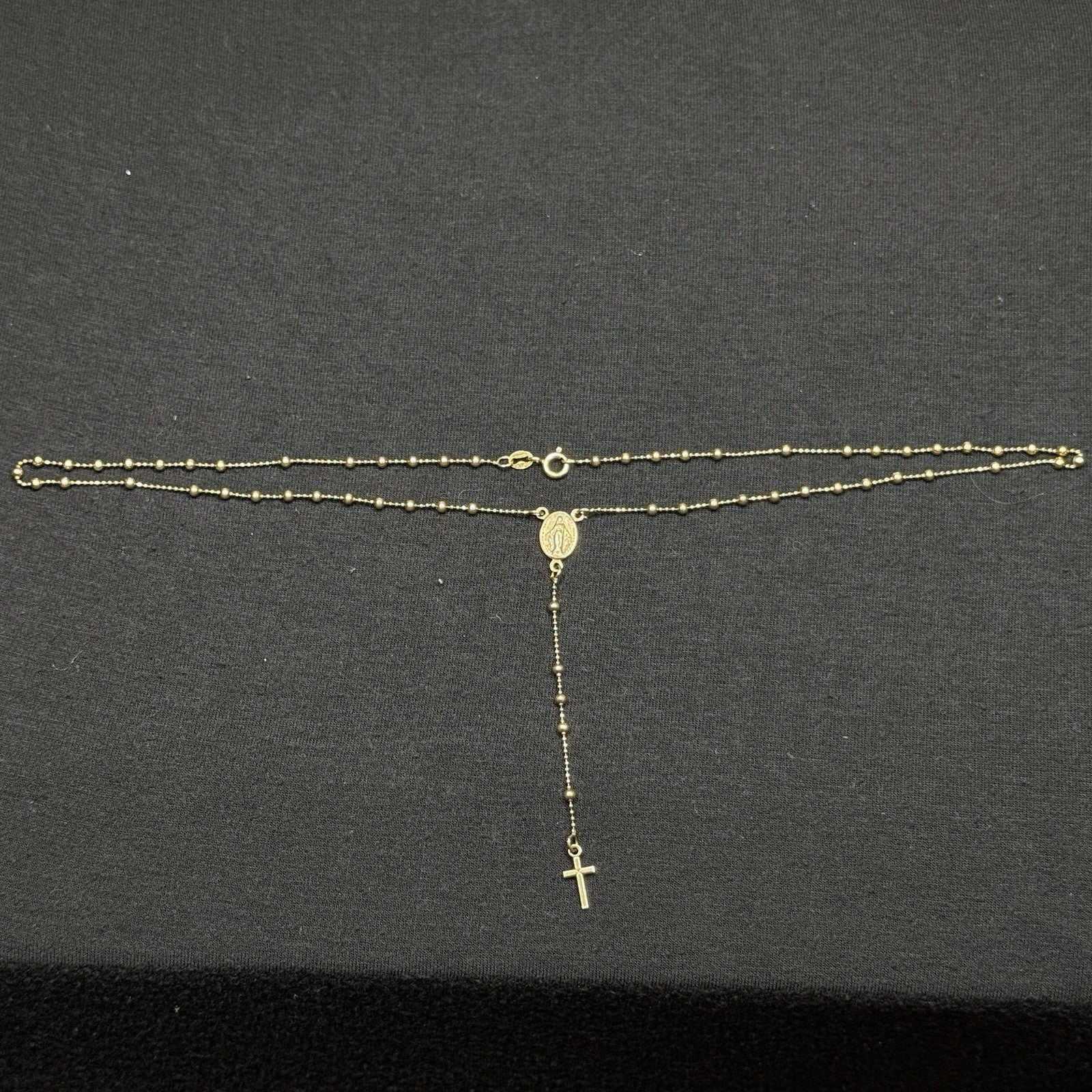 Estate Sterling Silver Rosary Cross Necklace Gold Vermeil 925 Danecraft 18IN