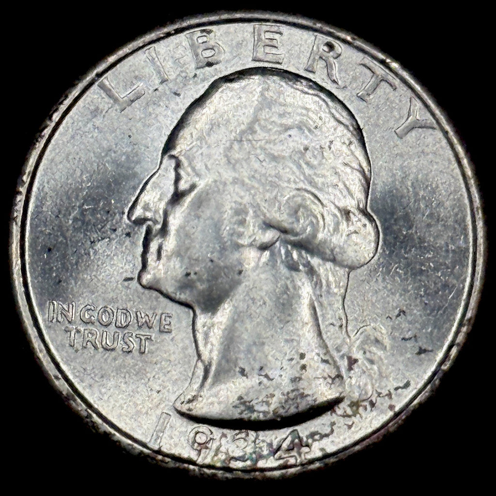 1934 Washington Quarter Silver Uncirculated Medium Motto Original Gem Luster