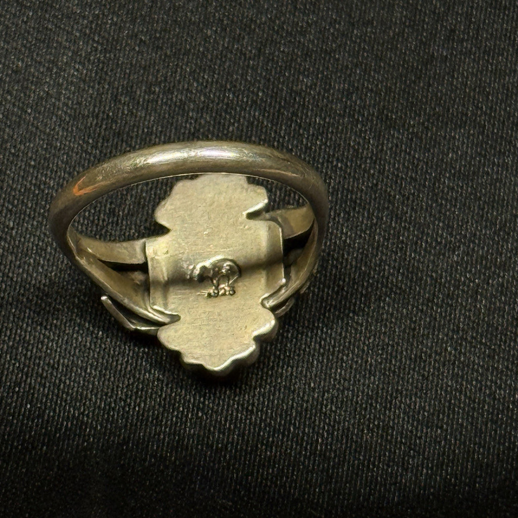 Native American Sterling Silver Ring Pink Fire Opal Running Bear RB Size 5.5
