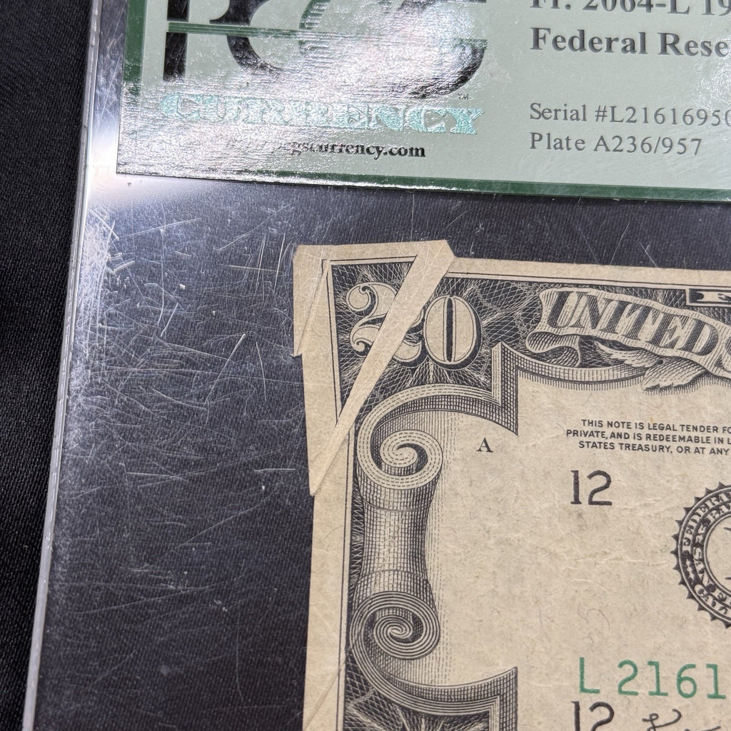 1950E $20 Federal Reserve Note Gutter Fold Error PCGS VF35