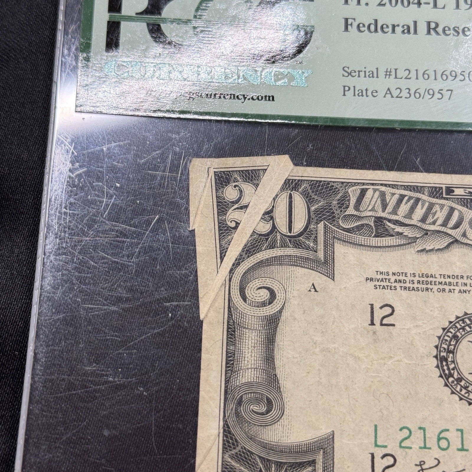1950E $20 Federal Reserve Note Gutter Fold Error PCGS VF35