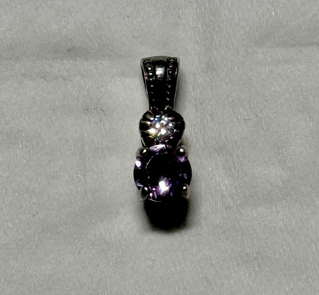 Vintage Avon RJ 925 Sterling Silver Amethyst CZ Pendant