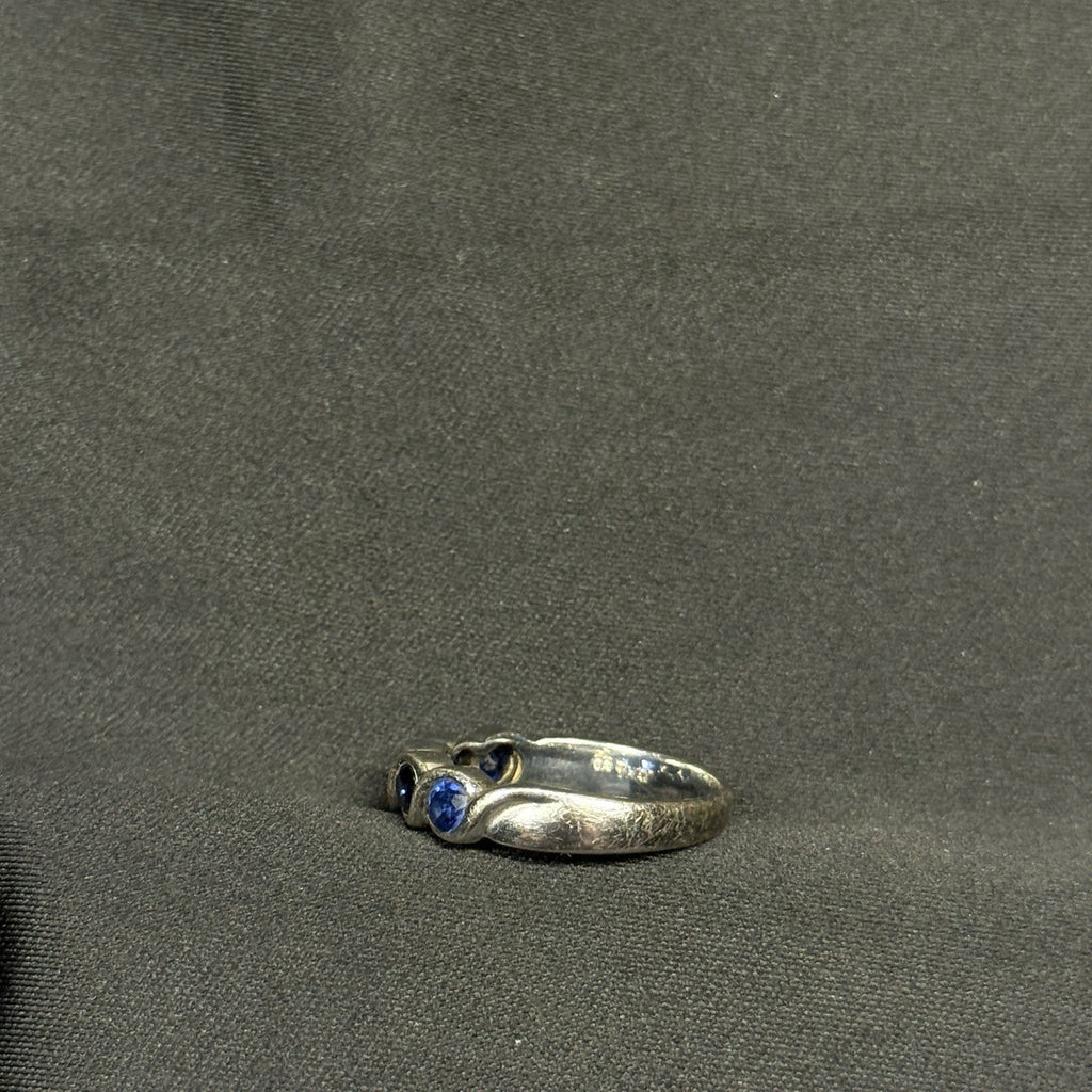 Estate Sterling Silver Twist Band Sapphire Size 7 925