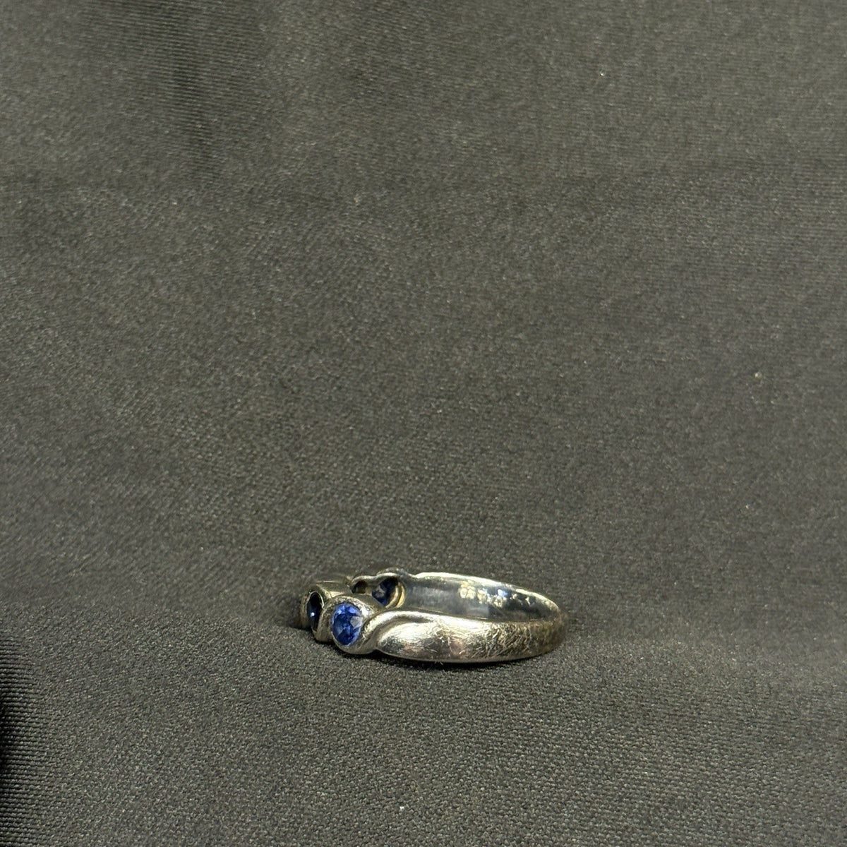 Estate Sterling Silver Twist Band Sapphire Size 7 925