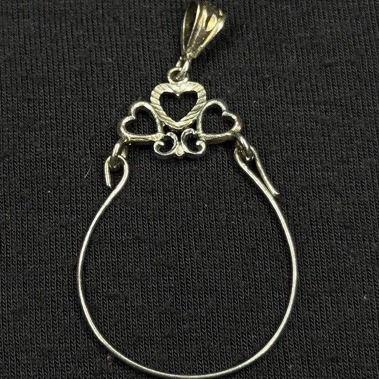 Estate Sterling Silver 925 Charm Holder Hoop Pendant