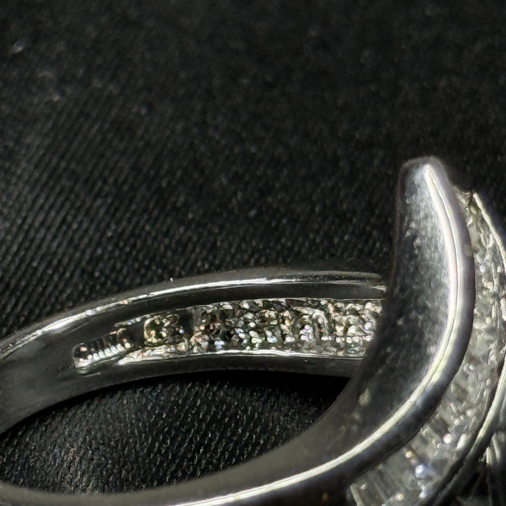 Estate Sterling Silver Ring Black Pearl Chevron Band Size 8.75 925