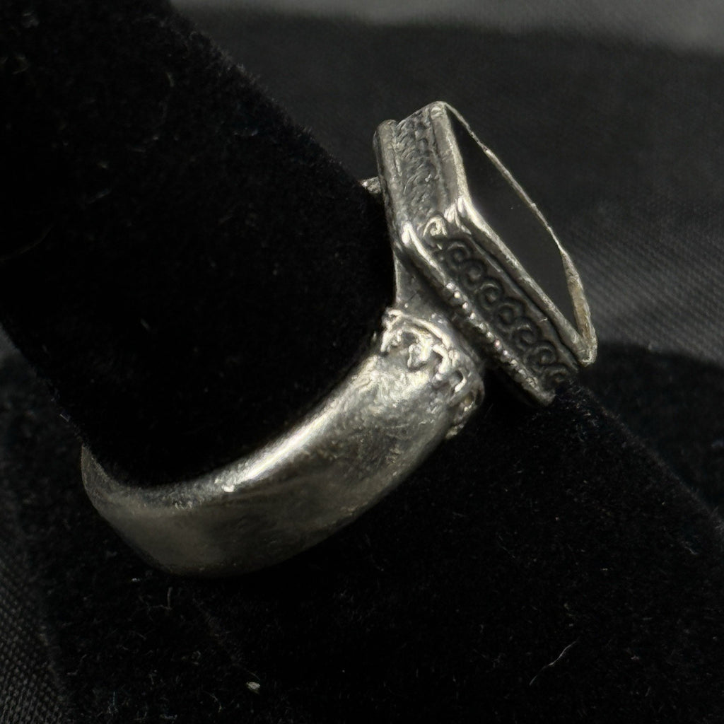 Estate Sterling Silver Ring Square Black Onyx Size 7 925