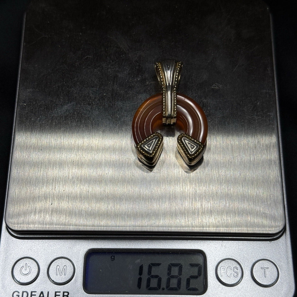Carolyn Pollack Sterling Silver And Brass Horseshoe Pendant Carnelian