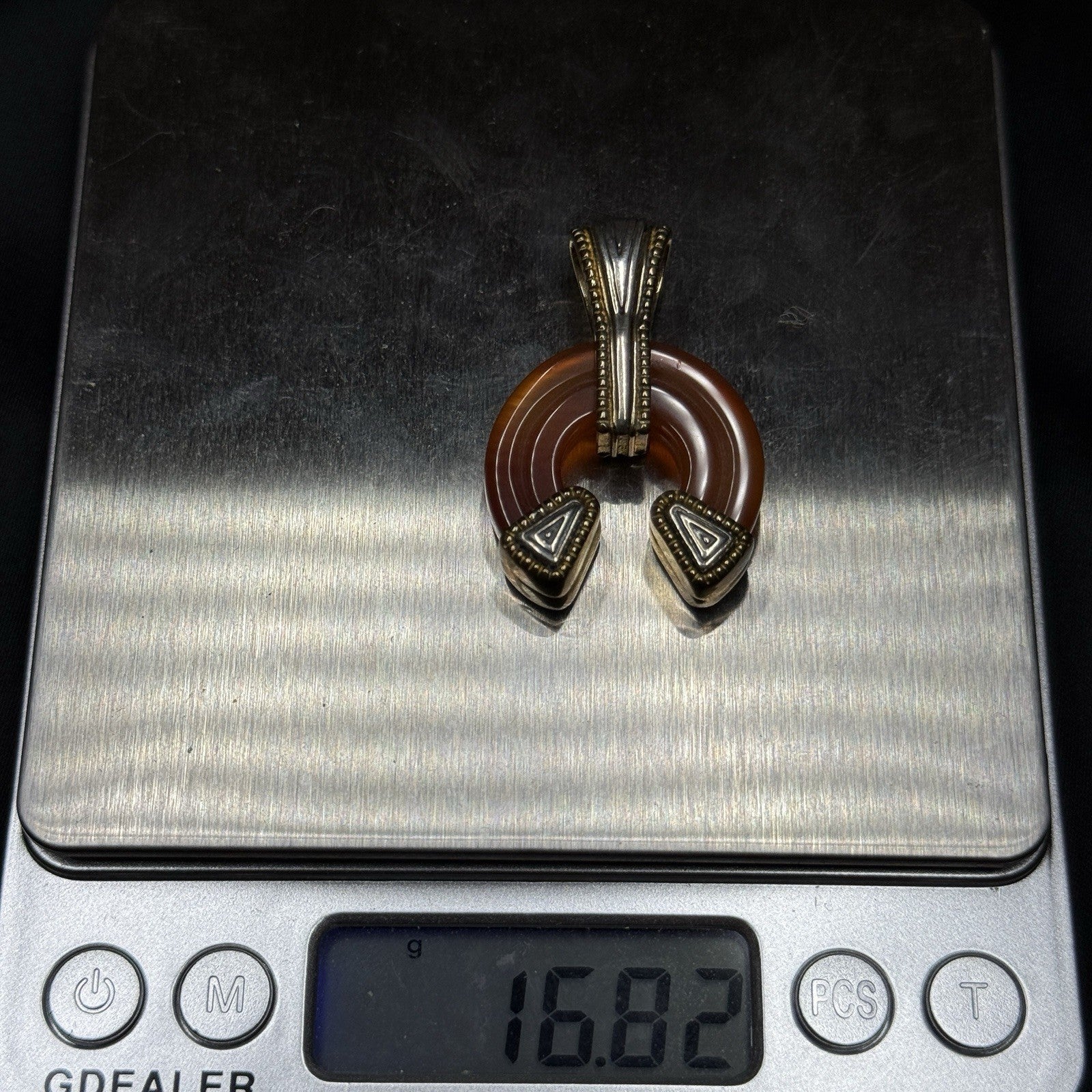 Carolyn Pollack Sterling Silver And Brass Horseshoe Pendant Carnelian