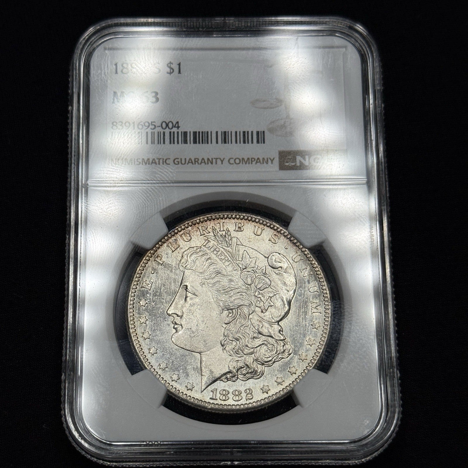 1882-S Morgan Silver Dollar NGC MS63 Semi Prooflike Toned