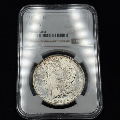 1882-S Morgan Silver Dollar NGC MS63 Semi Prooflike Toned