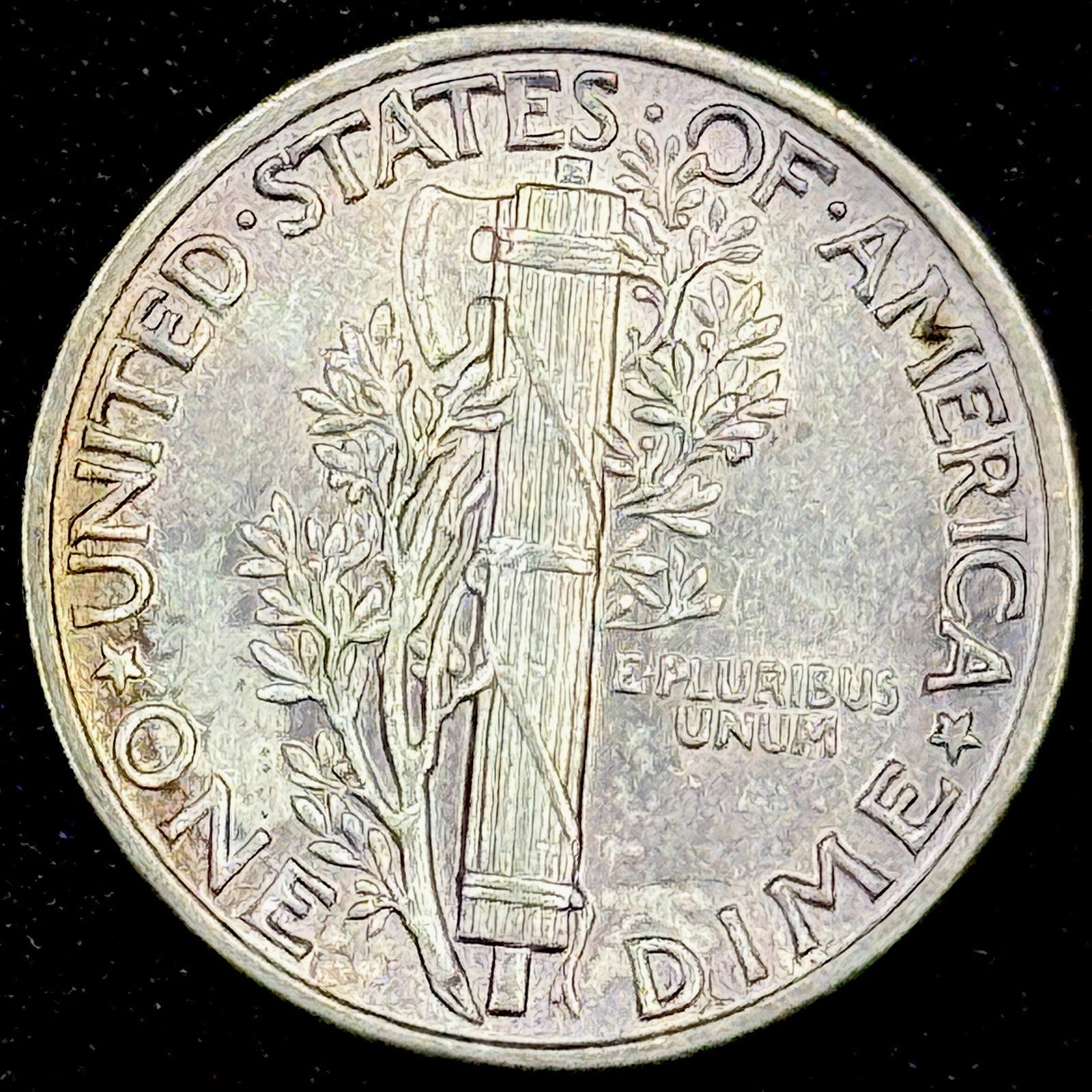 1941 Mercury Dime Silver About Uncirculated Attractive Toning