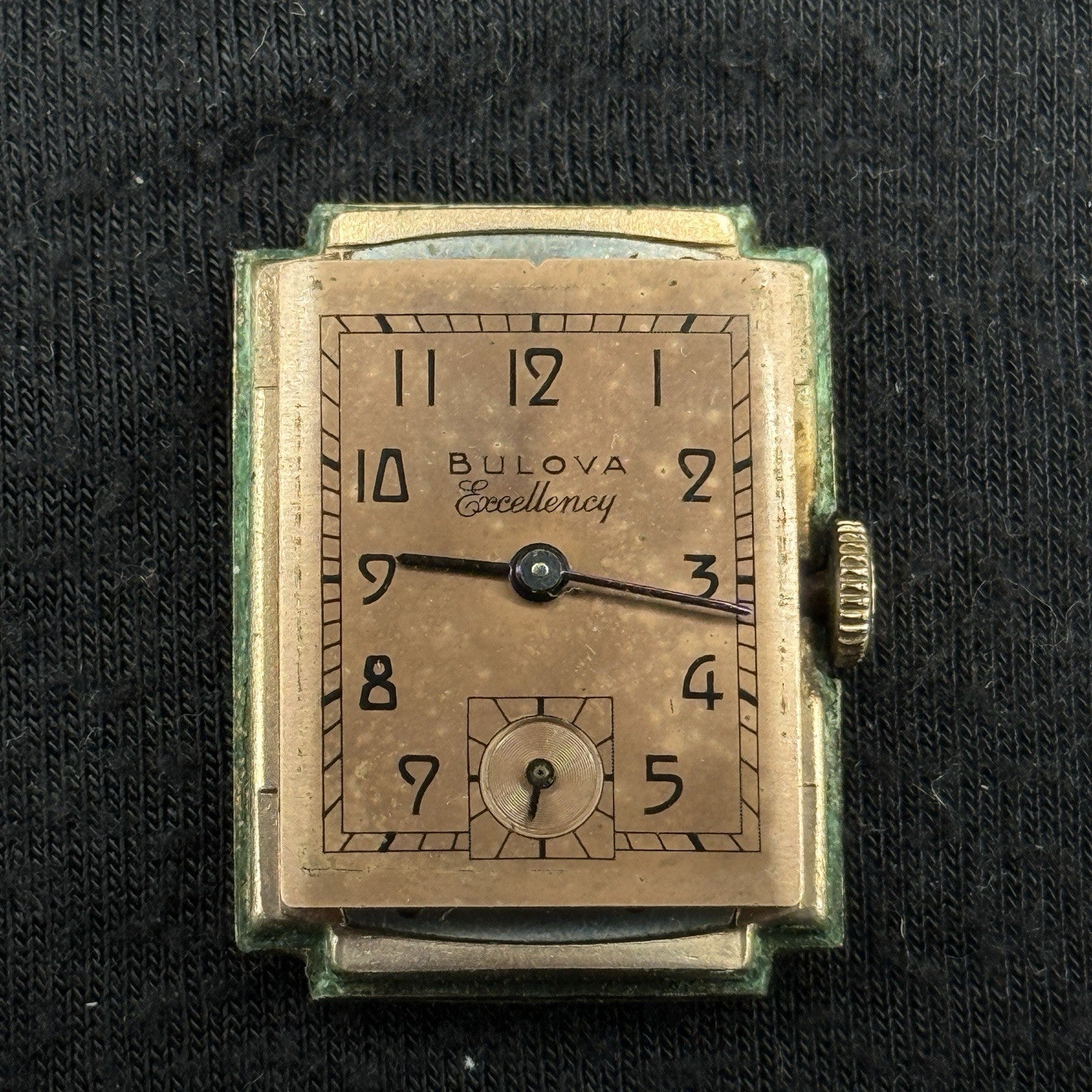Vintage Rose GF Bulova 14k Gold Filled Tank Watch For Parts Repair 7AK 21J