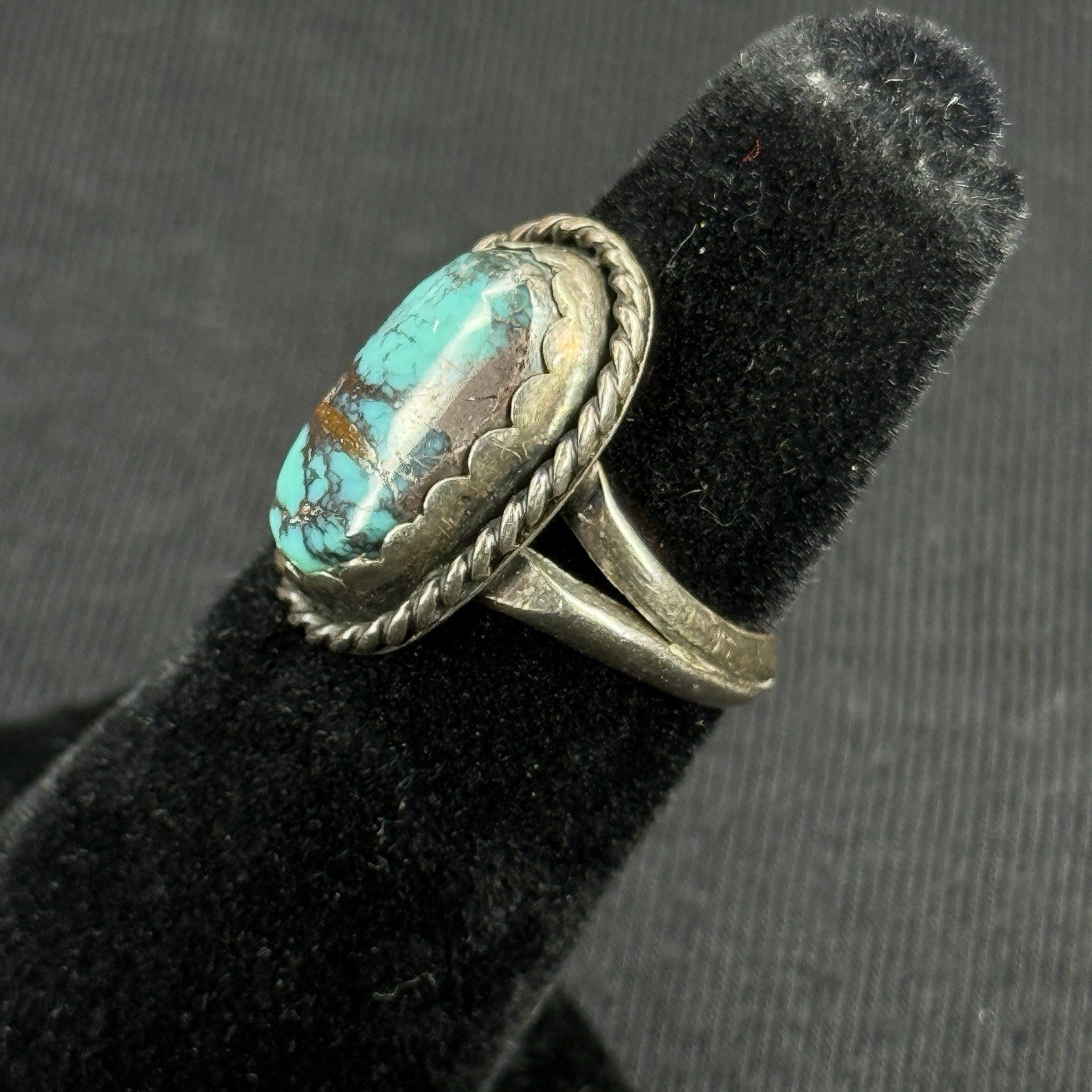 Native Minnie Thomas Turquoise Sterling Silver Ring Size 3 925