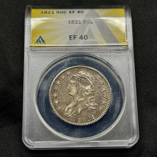 1821 Capped Bust Silver Half Dollar ANACS XF40 Original Toned