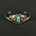 Estate Sterling Silver Cuff Bracelet Justin Morris Native Navajo Turquoise 925