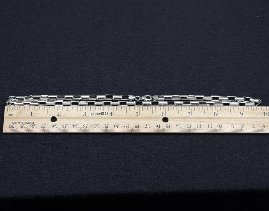 Estate Sterling Silver Elongated Box Link Chain 925  Vintage 41.7 Grams 19.5IN