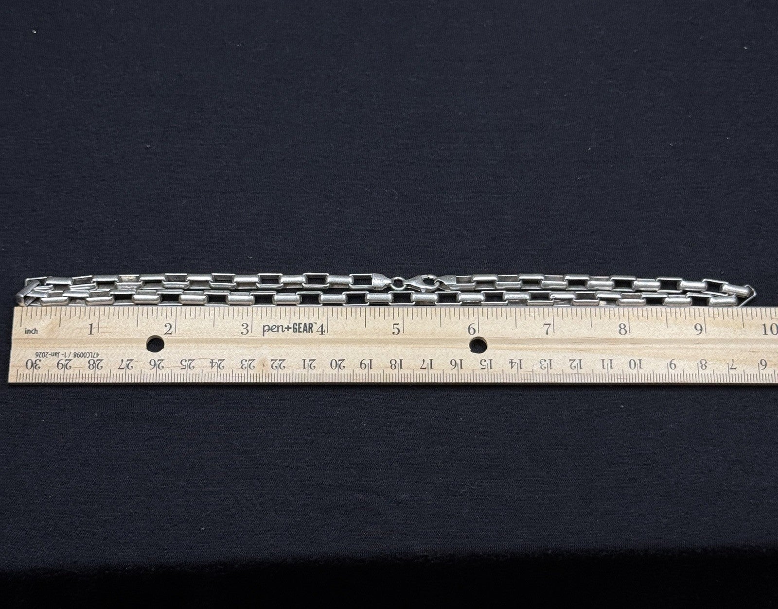 Estate Sterling Silver Elongated Box Link Chain 925  Vintage 41.7 Grams 19.5IN