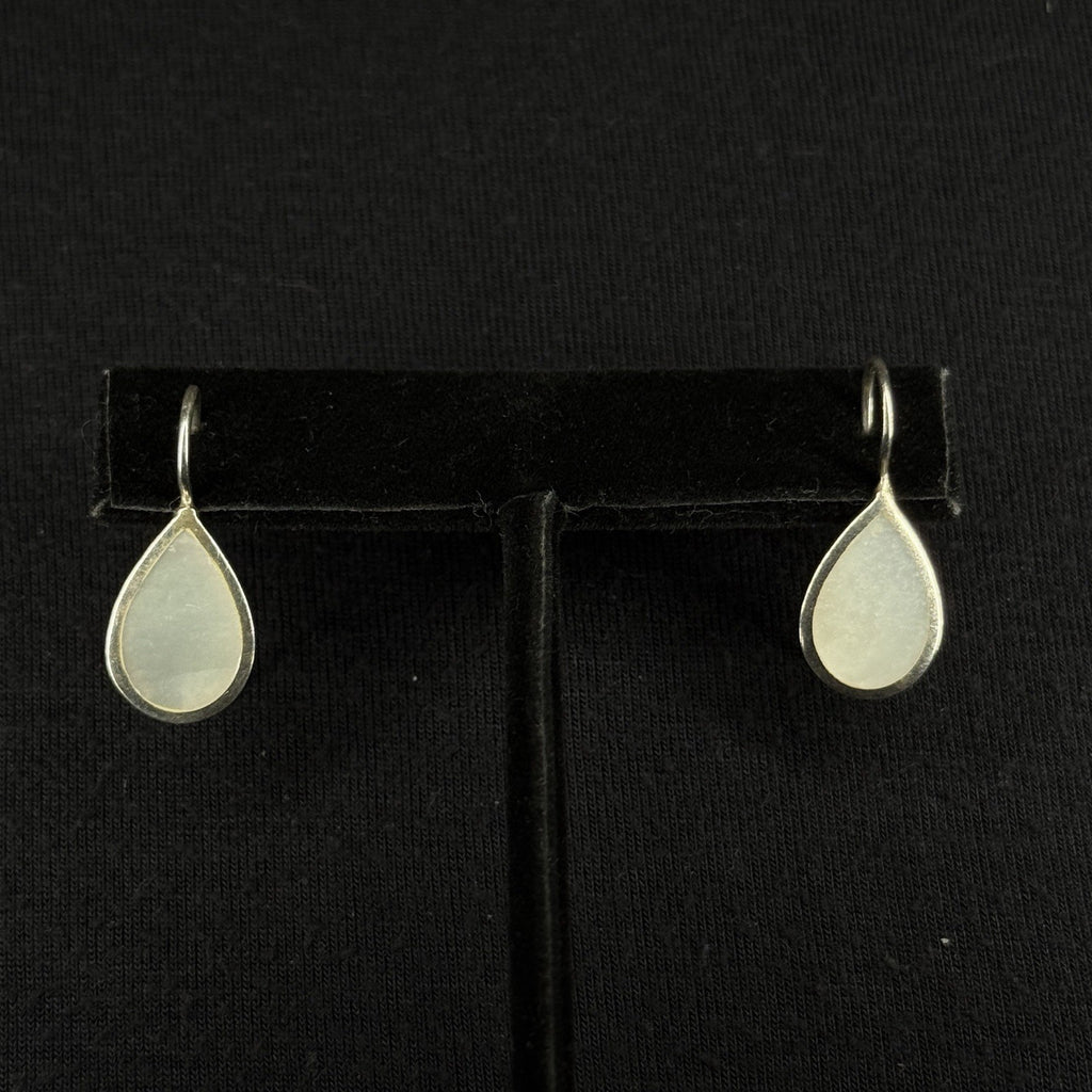 Estate Sterling Silver Earrings Mother Of Pearl Drop 925 Su