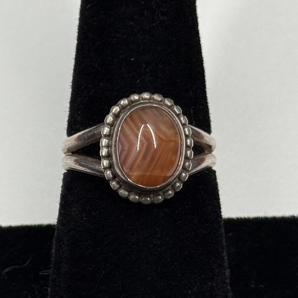 Native American Style Sterling Silver Ring Red Agate 925 Size 6.5 Unsigned