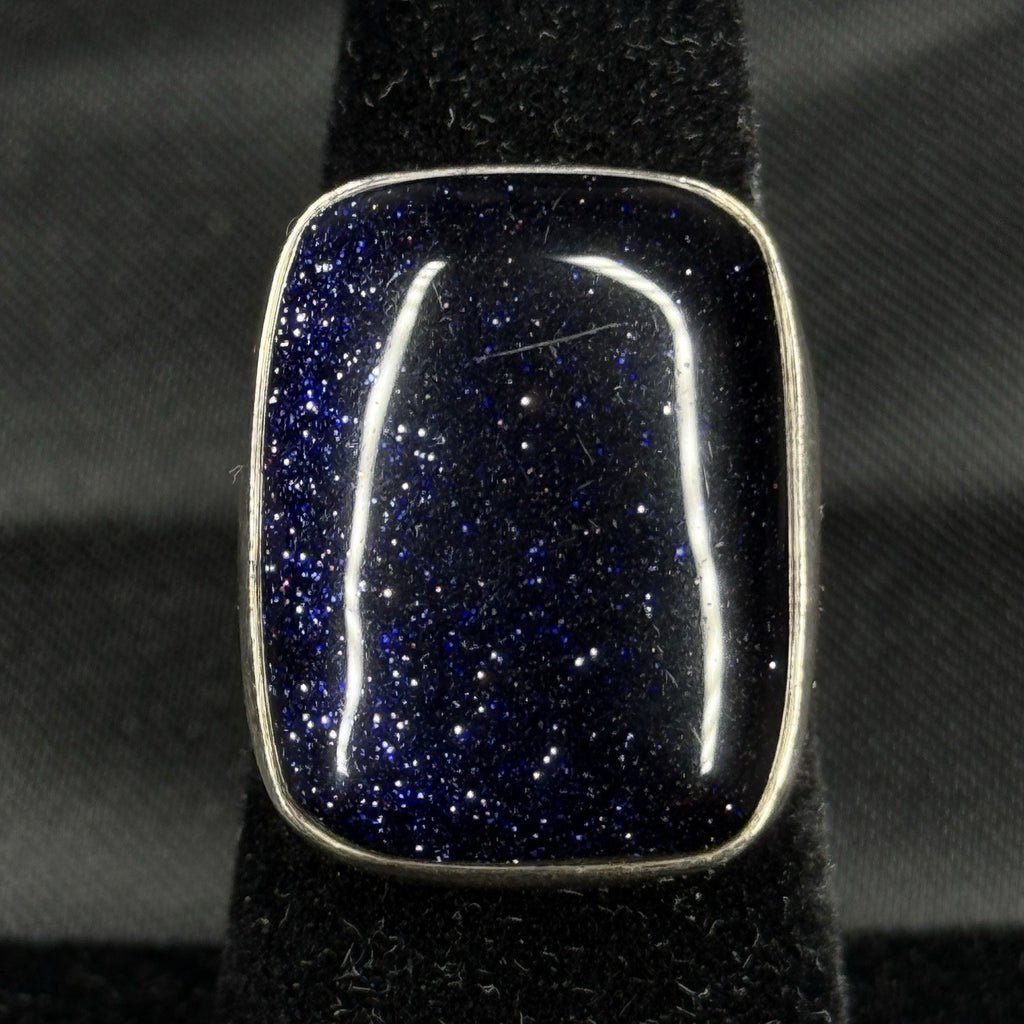 Estate Sterling Silver Ring Blue Sand Stone Size 5 925