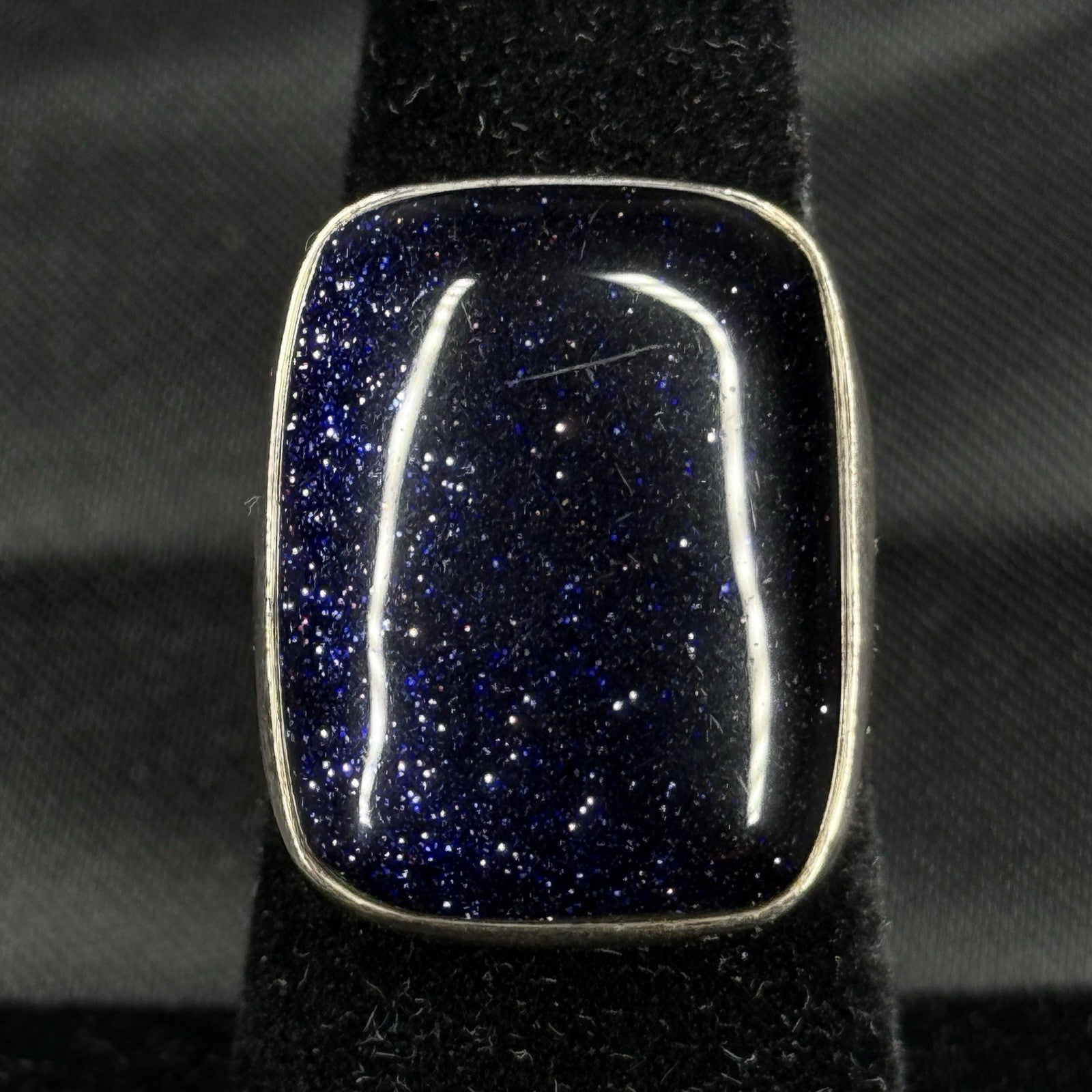 Estate Sterling Silver Ring Blue Sand Stone Size 5 925