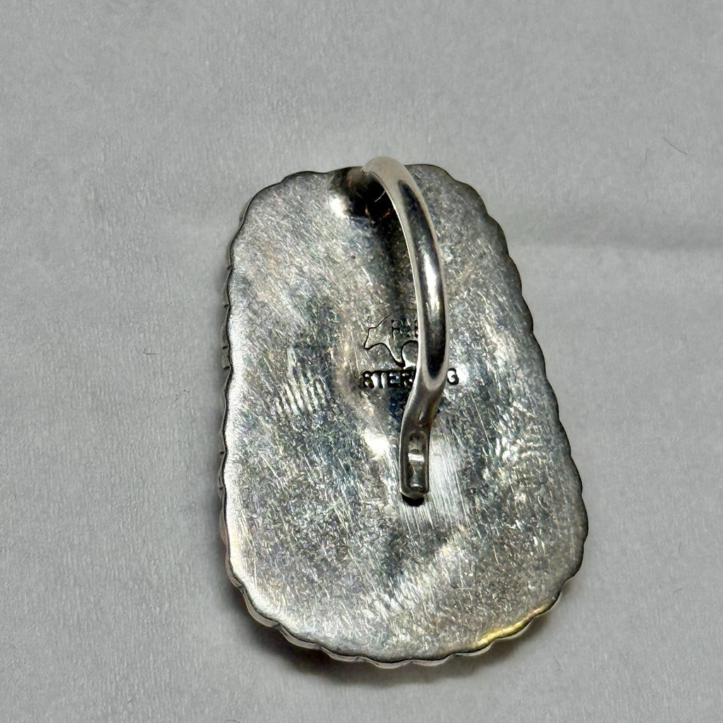 Native Running Bear Sterling Silver Signed Spiny Oyster Shell Pendant 925 RB