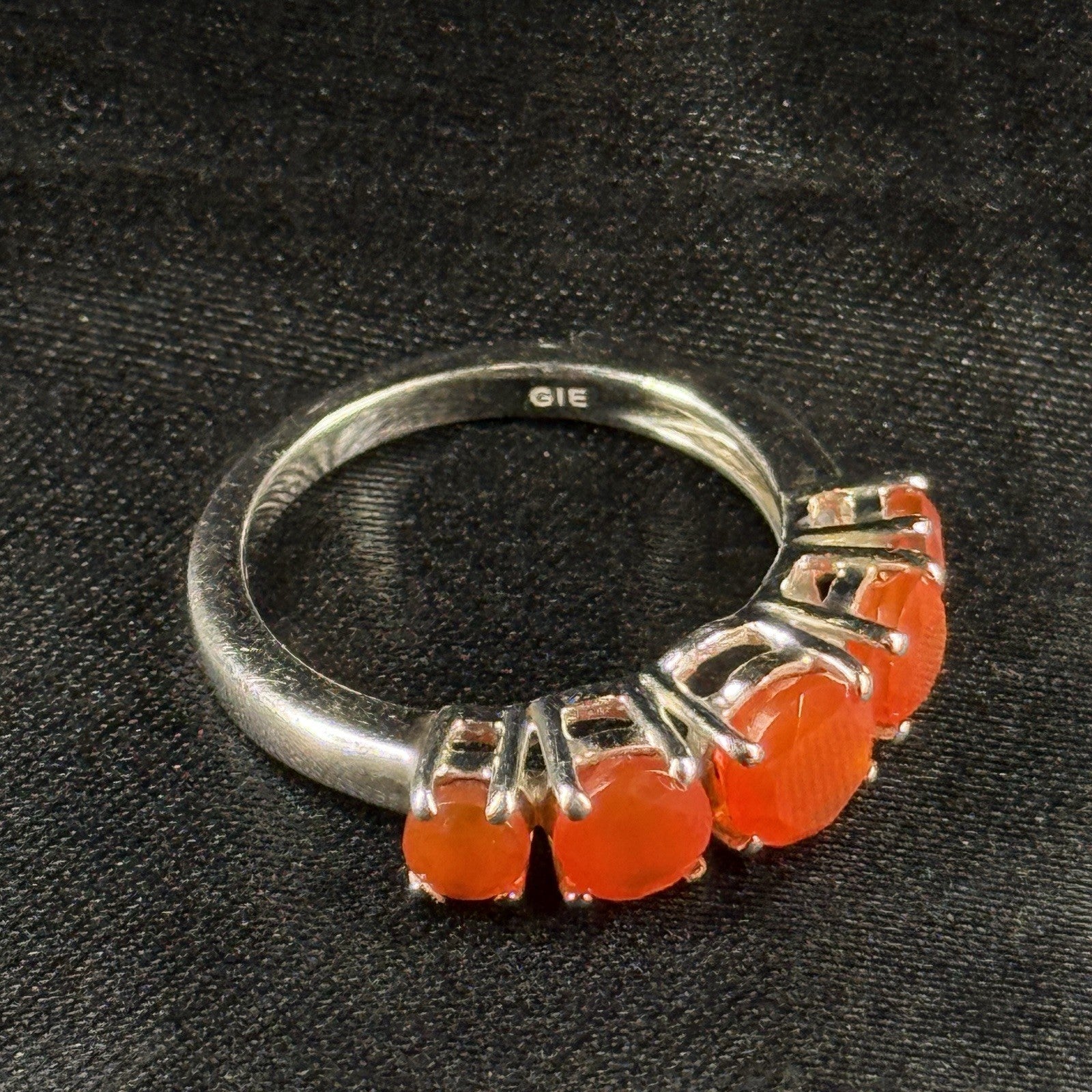 Estate Sterling Silver Ring 925 Orange Carnelian Stones GIE Size 7.5