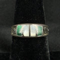 Estate Sterling Silver Ring Malachite Mother Of Pearl Inlay Size 6 925
