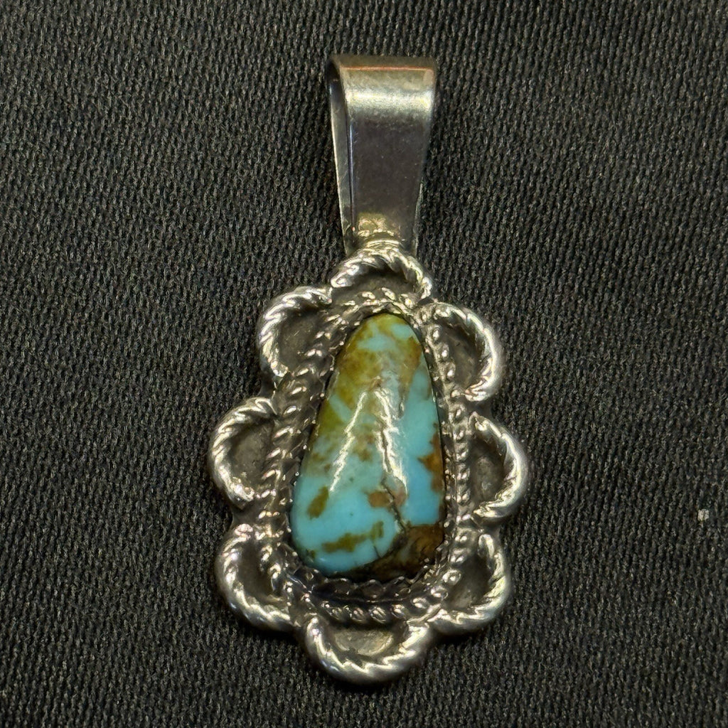 Native American Sterling Silver Pendant Turquoise Signed Garrison Boyd Navajo