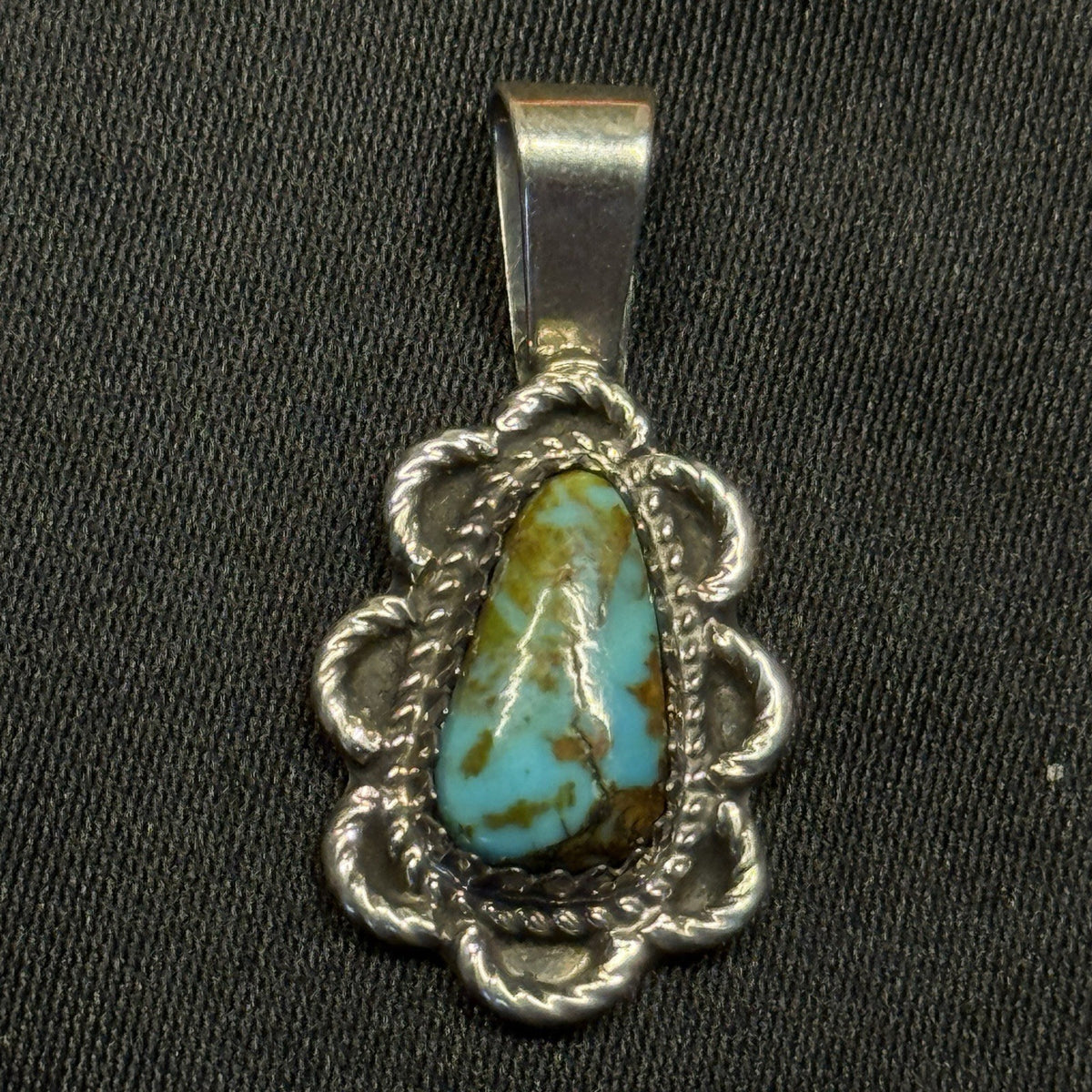Native American Sterling Silver Pendant Turquoise Signed Garrison Boyd Navajo