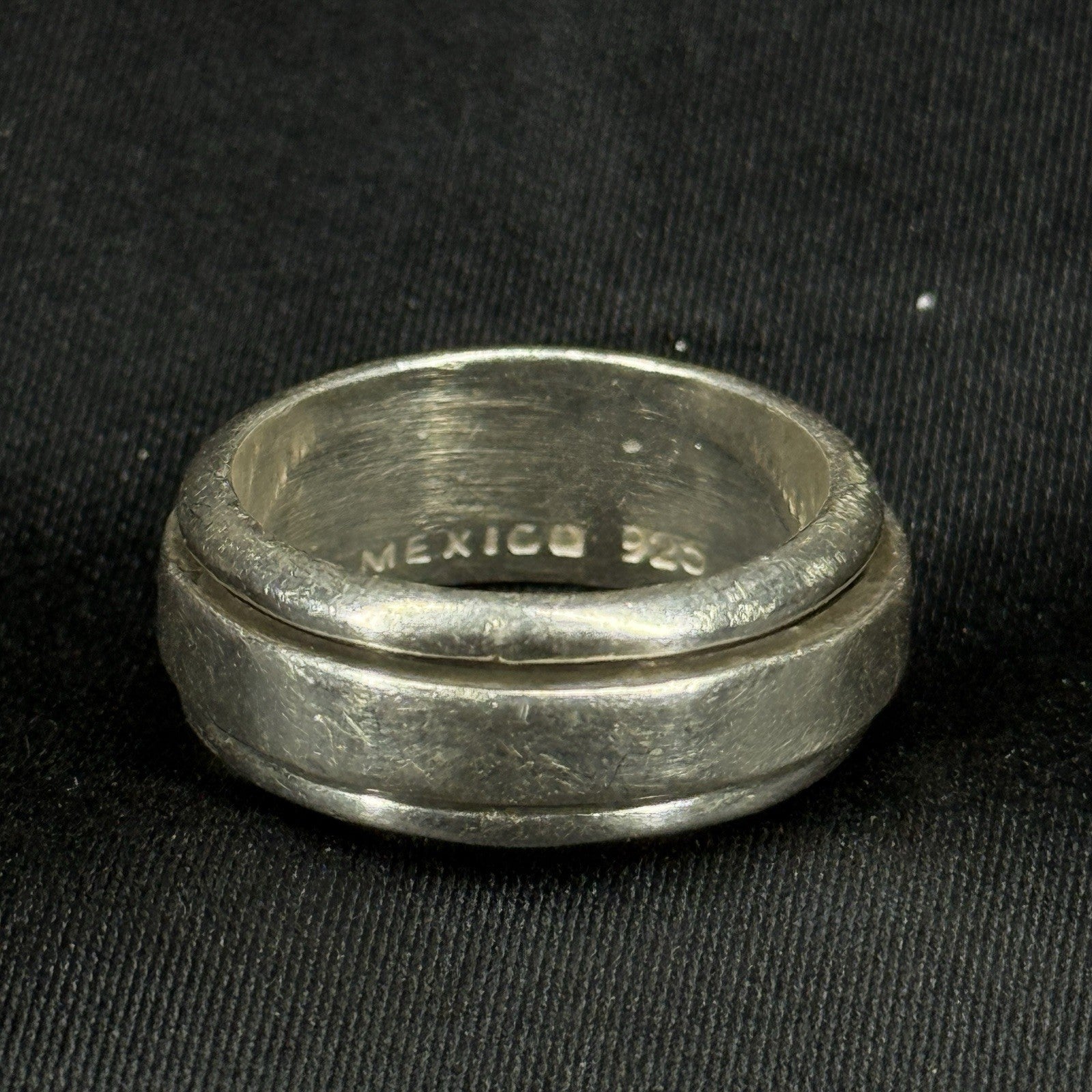 Estate Sterling Silver Ring Mexico Spinner Worry Ring Heavy Band Size 6.75 925