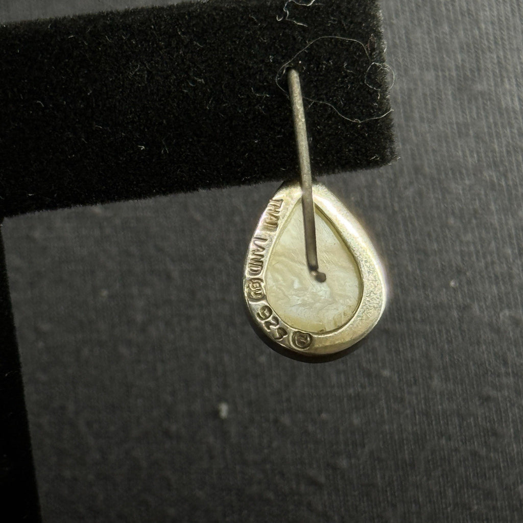 Estate Sterling Silver Earrings Mother Of Pearl Drop 925 Su